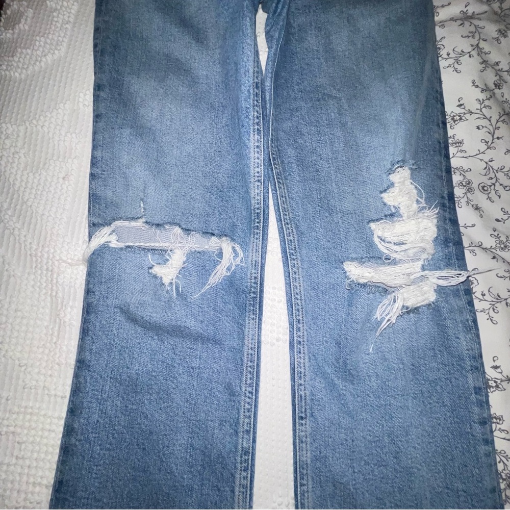 Agolde Wilder Jean Blue Distressed Ripped Women Jeans - Picture 5 of 12